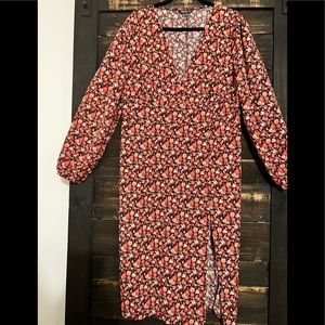 • Pink Floral Midi Dress •